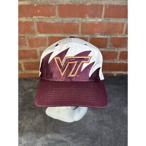 Vintage 90s Logo 7 Virginia Tech University Hokies Sharktooth Rare Snapback Hat